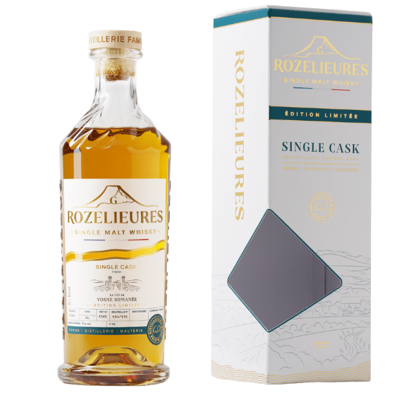 Rozelieures Single Malt Whisky bottle and gift box – Vosne Romanée Single Cask limited edition, French whisky