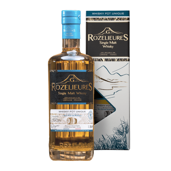 Rozelieures Single Malt Whisky bottle and box, Whisky Fût Unique edition from Lorraine