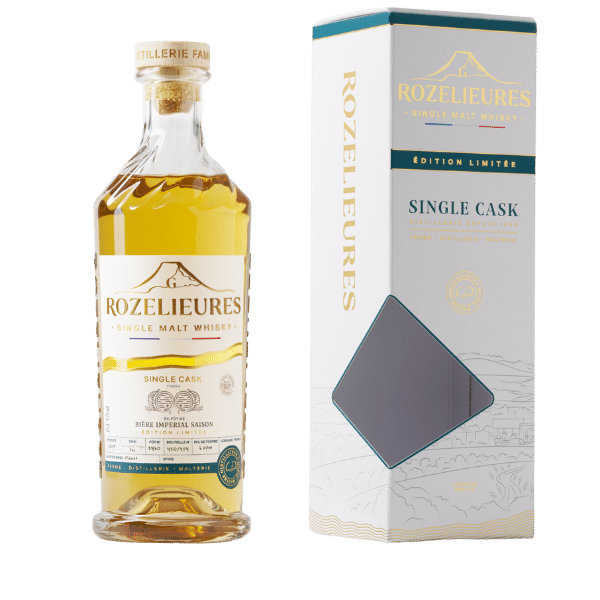 Rozelieures Single Cask Single Malt Whisky bottle and box, French limited edition