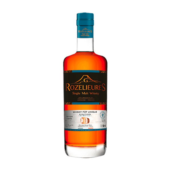 Rozelieures Single Malt Whisky – Whisky Fût Unique, an exclusive cask-strength edition with vibrant amber hues, produced in Lorraine, France