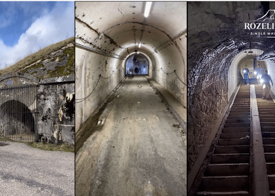 vieillissement-2 Underground passages inside a former 1870 military fort used by Rozelieures for whisky aging, where stable conditions support the maturation of French single malt whisky.