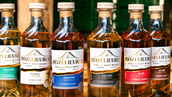 Gamme de whiskys Rozelieures Single Malt sur fût en bois